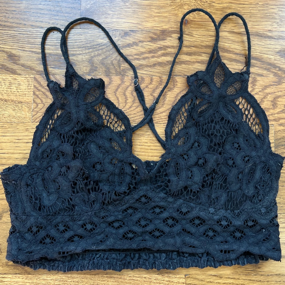 Free People Intimately FP Adella Longline Bralette - Black - Small
